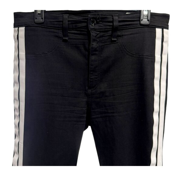 RAG & BONE Sz 32 Mito Black High Rise Skinny Jeans with White Racing Stripes - Picture 2 of 8